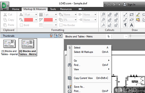 Compare sheets and insert symbols and stamps - Screenshot of Autodesk Design Review