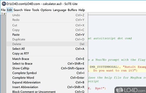 Write, modify, and execute scripts - Screenshot of AutoIt