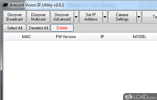 Screenshot of Arecont Vision IP Utility - Discover, access and manage Arecont Vision IP cameras