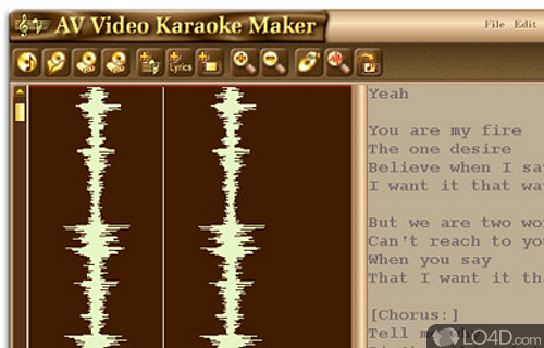 Screenshot of AV Video Karaoke Maker - Customize karaoke songs by editing the waveform, lyrics