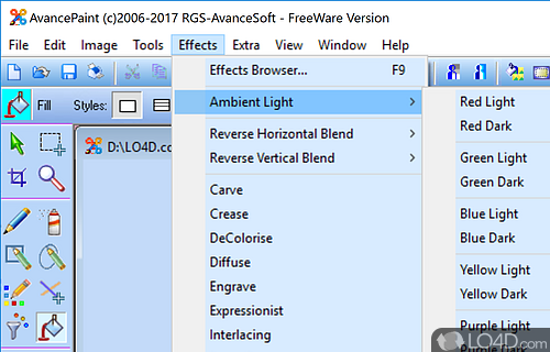 Interesting tools and effects - Screenshot of AvancePaint