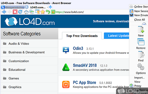 User interface - Screenshot of Avant Browser
