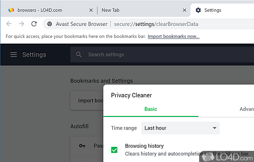 Its security and privacy center helps you fight tracking and phishing - Screenshot of Avast Secure Browser
