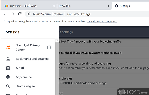 Secure browser - Screenshot of Avast Secure Browser