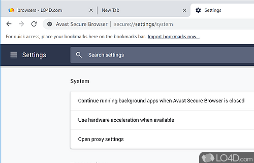 Avast Sync - Screenshot of Avast Secure Browser