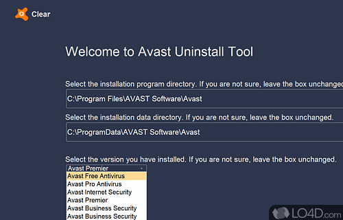 Avast Software Uninstall Utility screenshot