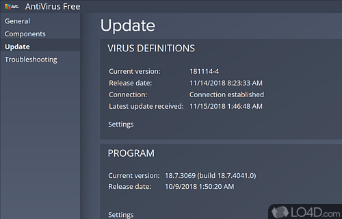 Robust anti-virus software - Screenshot of AVG Antivirus Free