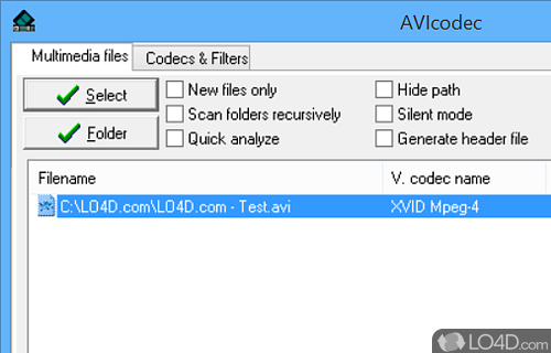 Piece of software that helps you analyze a file - Screenshot of AVIcodec