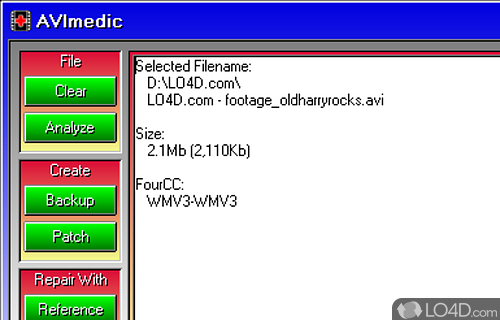 Piece of software that helps you repair corrupted AVI files by using a second instance of the original video - Screenshot of AVImedic