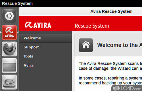 Screenshot of Avira Rescue System - User interface
