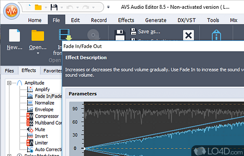 Record audio, cut, split, mix audio tracks, delete audio parts - Screenshot of AVS Audio Editor