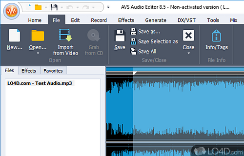 Mix audio tracks and to apply effects and filters to them, while enjoying an advanced editing interface - Screenshot of AVS Audio Tools