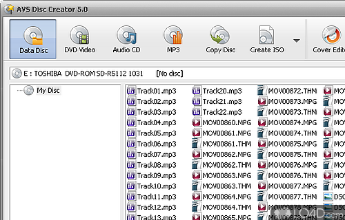 Screenshot of AVS Disc Creator FREE - User interface