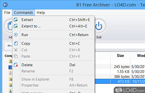 User interface - Screenshot of B1 Free Archiver