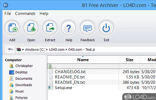 Create and extract B1, ZIP, 7z and other types of archives - Screenshot of B1 Free Archiver