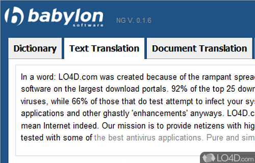 Dictionary and translation between many foreign languages - Screenshot of Babylon