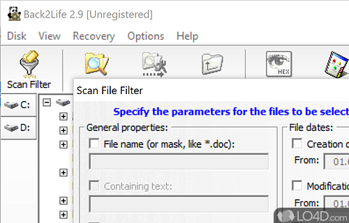 Run a thorough scan of your hard disk drive - Screenshot of Back2Life