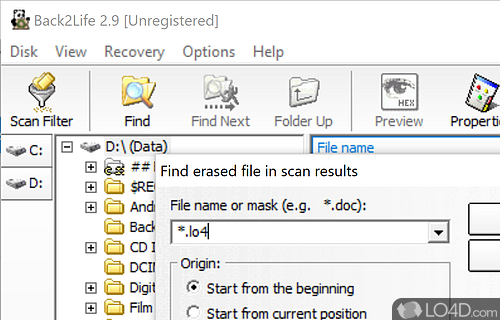 Easy to use data recovery solution - Screenshot of Back2Life