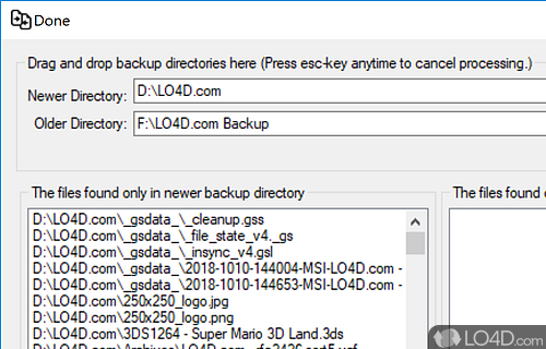 Screenshot of Backup Compare - Designed to compare two backup folders, identify the common files
