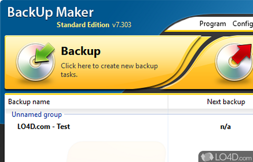 User interface - Screenshot of BackUp Maker Standard