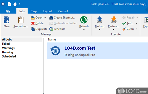 Provides a plethora of backup options - Screenshot of Backup4all Professional