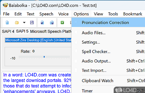 Convert text files to speech - Screenshot of Balabolka