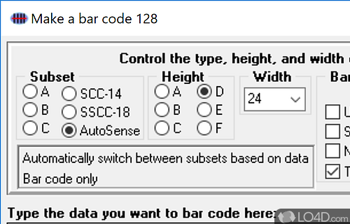 User interface - Screenshot of Bar Code 128
