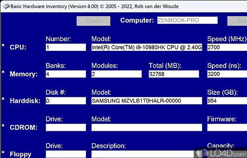 User interface - Screenshot of Basic Hardware Inventory
