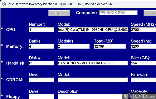 Basic Hardware Inventory Screenshot