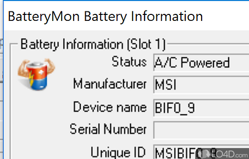 Monitor batteries for laptops and diagnose problems - Screenshot of BatteryMon