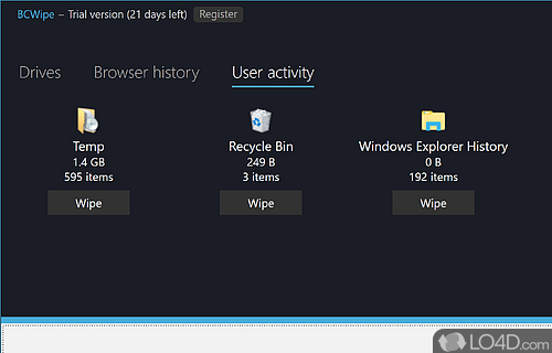 User interface - Screenshot of BCWipe