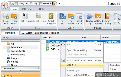 Convert files to PDF and configure app settings - Screenshot of Benubird PDF