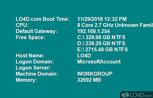 Automatically generates desktop backgrounds that include important information about the system including IP addresses - Screenshot of BGInfo