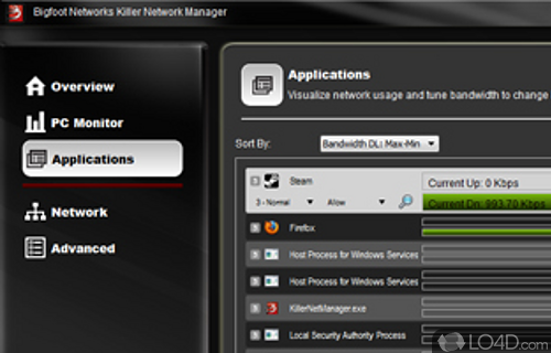 Bigfoot Networks Killer Network Manager Screenshot