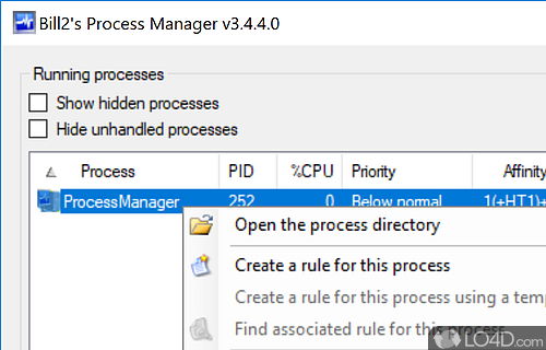 User interface - Screenshot of Bill2's Process Manager