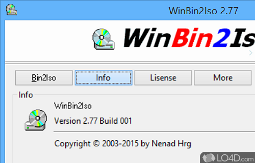 Convert BIN files to ISO - Screenshot of WinBin2Iso