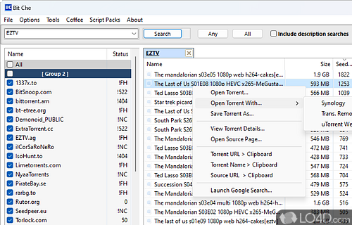 Intuitive search operations - Screenshot of Bit Che