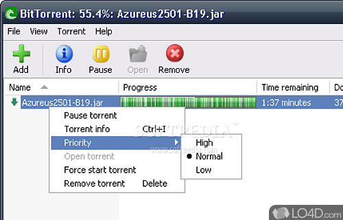 Screenshot of BitTorrent - Straightforward GUI