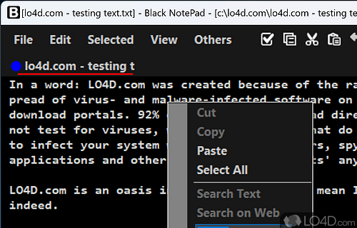 Black NotePad Screenshot