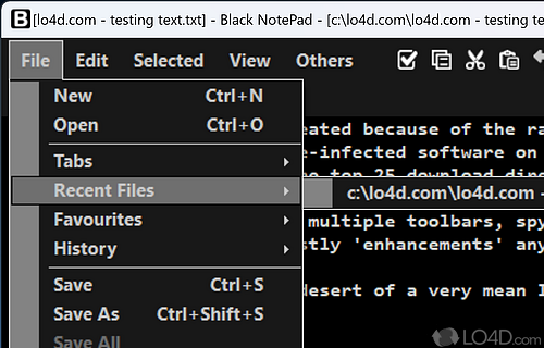 Black NotePad Screenshot