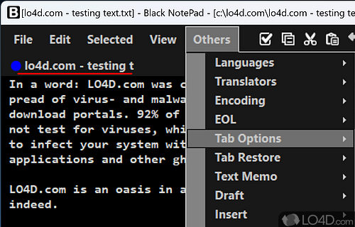 Black NotePad screenshot