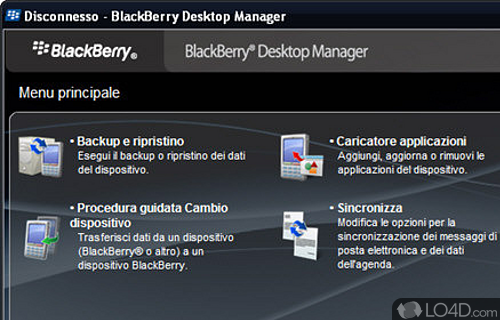 BlackBerry Desktop Manager Screenshot