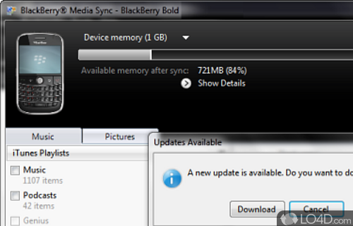 Screenshot of BlackBerry Media Sync - To install app that can synchronize multimedia content between Blackberry device