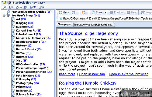 Screenshot of Blog Navigator - Fast and easy-to-use program for browsing blogs