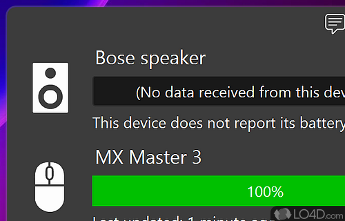 Monitor the battery status of several Bluetooth devices - Screenshot of Bluetooth Battery Monitor