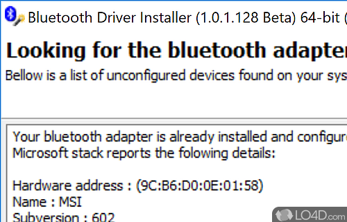 Bluetooth Driver Installer Screenshot