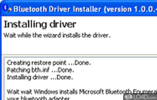 Bluetooth Driver Installer Screenshot