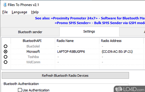 User interface - Screenshot of Bluetooth Phone Transfer Software