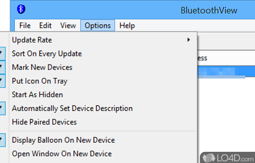 User interface - Screenshot of BluetoothView