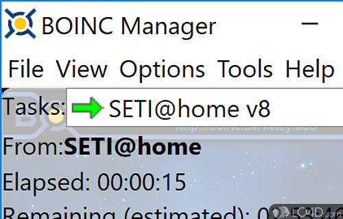 Data computing platform that makes use of the system resources of a volunteer user in order to process data - Screenshot of BOINC